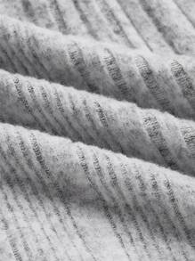 GENTILAND Top tejido de canalé de cuello alto - Gris - Ver 3