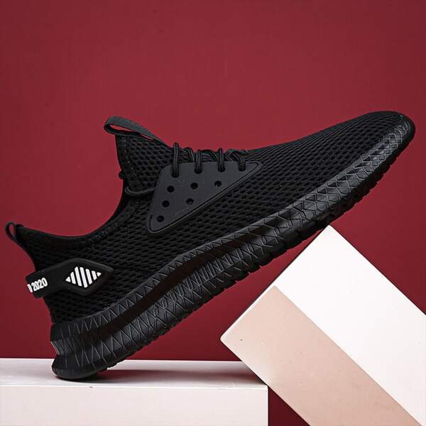 

Men Lace-up Front Running Shoes, Black
