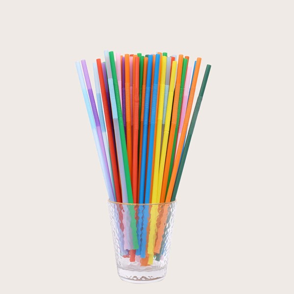 

100pcs Random Color Disposable Straw, Multicolor