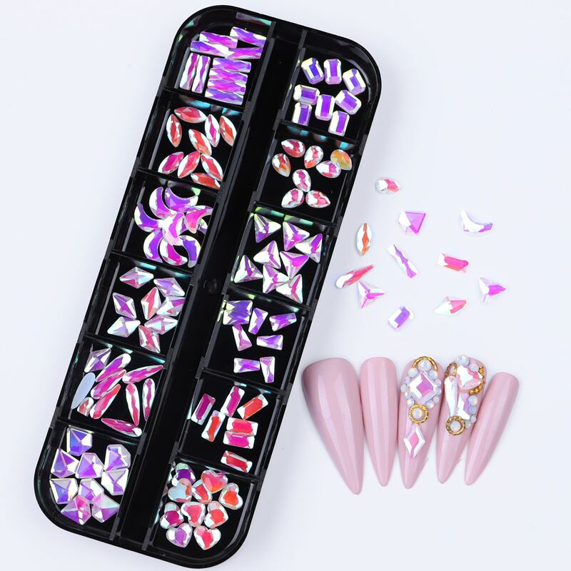 

1box Rhinestone Decor Nail Art Decoration, Rose red