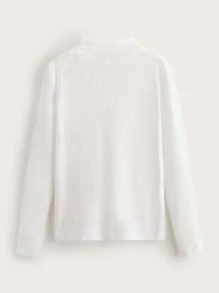 SHEIN 2pcs Tween Girls Casual Long Sleeve Solid Color Mock Neck T-Shirts - Black and White - View 5