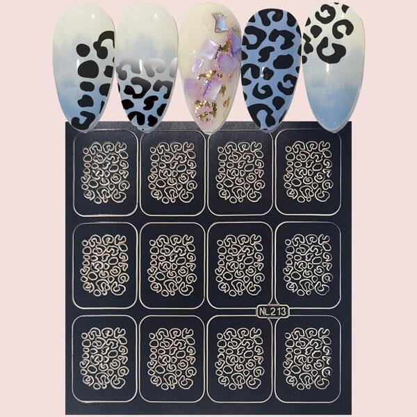

1sheet Geometric Pattern Nail Art Template Plate, Black