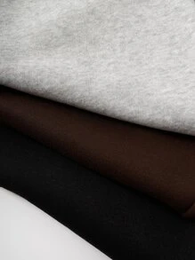 SHEIN Unity 3pcs Solid Elastic Waist Thermal Lined Joggers - Multicolor - View 6