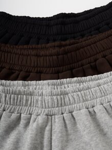 SHEIN Unity 3pcs Solid Elastic Waist Thermal Lined Joggers - Multicolor - View 7