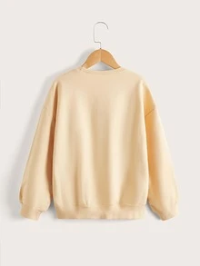 SHEIN Girls Slogan & Car Print Sweatshirt - Apricot - View 2
