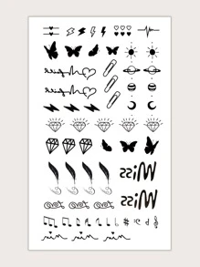 1sheet Diamond Pattern Tattoo Sticker - Black - View 1