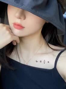 1sheet Diamond Pattern Tattoo Sticker - Black - View 2