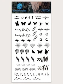 1sheet Diamond Pattern Tattoo Sticker - Black - View 4