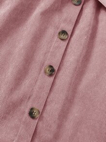 SHEIN Tween Girl Paperbag Waist Belted Button Front Skirt - Dusty Pink - View 4