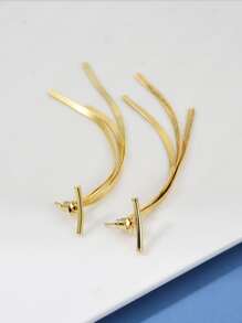 Metal Tassel Earring Jackets - Yellow Gold - View 4
