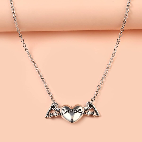 

Halloween Heart Charm Necklace, Silver