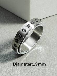 Fashionable and Popular Men Flower Detail Ring Alloy for Jewelry Gift and for a Stylish Look - Silver - View 3