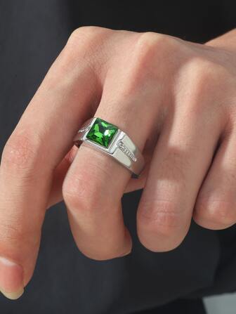 時尚流行男士幾何方晶鋯石裝飾戒指合金，適合珠寶禮物和時尚外觀