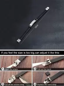 Fashionable and Popular Men Braided Bracelet Stainless Steel for Jewelry Gift and for a Stylish Look - Black - View 5