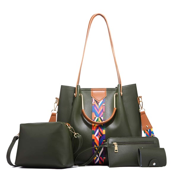 

4pcs Geo Graphic Shoulder Tote Bag Set, Multicolor