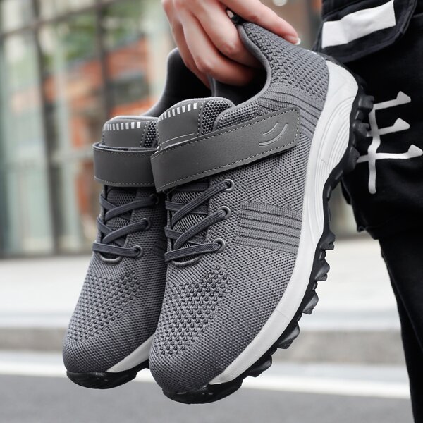 

Men Minimalist Velcro Strap Sneakers, Grey