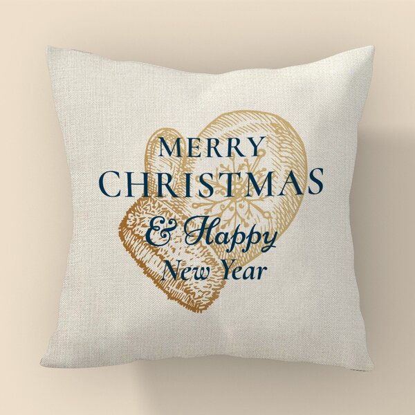 

Christmas Slogan Graphic Cushion Cover Without Filler, Multicolor