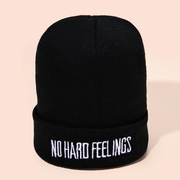 

Letter Embroidered Beanie, Black