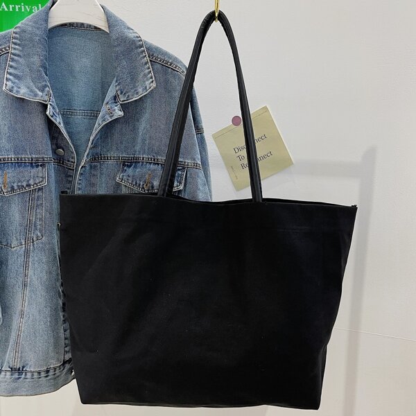 

Large Capacity Canvas Shoulder Tote Bag, Black