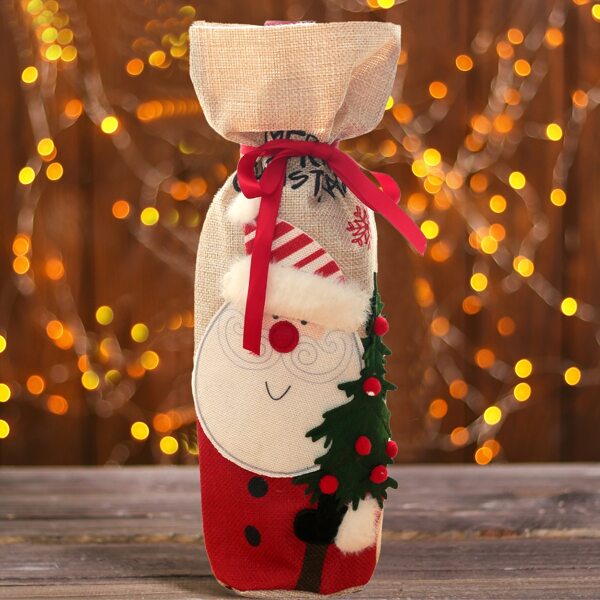

1pc Christmas Santa Claus Wine Cover, Multicolor