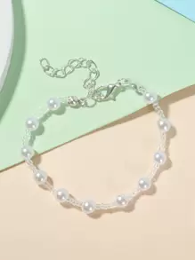 女孩人造珍珠串珠手鐲