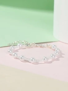 女孩人造珍珠串珠手鐲