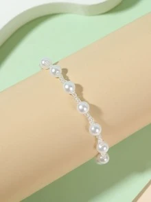 女孩人造珍珠串珠手鐲