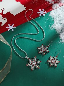3pcs Christmas Snowflake Decor Jewelry Set - Multicolor - View 1
