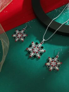 3pcs Christmas Snowflake Decor Jewelry Set - Multicolor - View 2