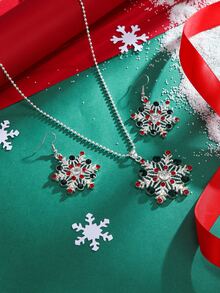 3pcs Christmas Snowflake Decor Jewelry Set - Multicolor - View 3