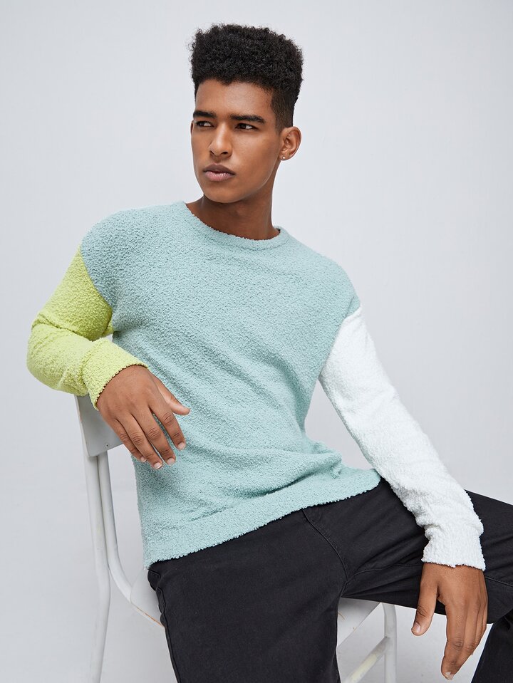 SHEIN Men Color Block Drop Shoulder Sweater | SHEIN