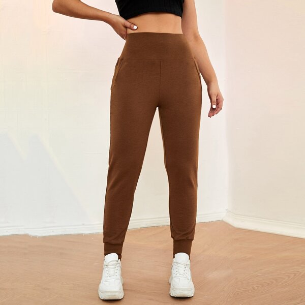 

Solid Zip Half Placket Sweatshirt, Coffee brown