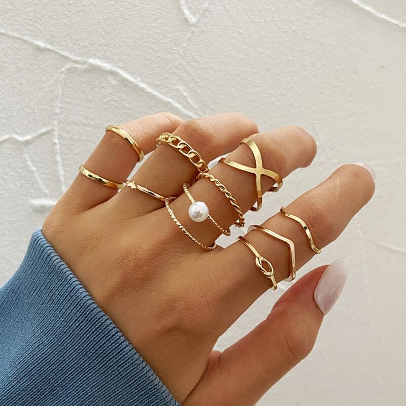 

10pcs Faux Pearl Decor Ring, Multicolor
