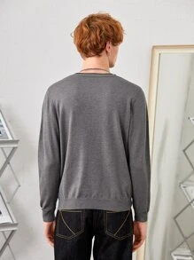 Manfinity Men Knitwear Lá thư Giải trí - Xám - Xem 2