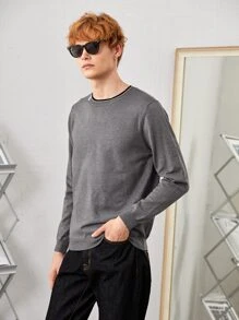 Manfinity Men Knitwear Lá thư Giải trí - Xám - Xem 5