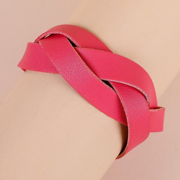 

PU Leather Wide Bracelet, Hot pink