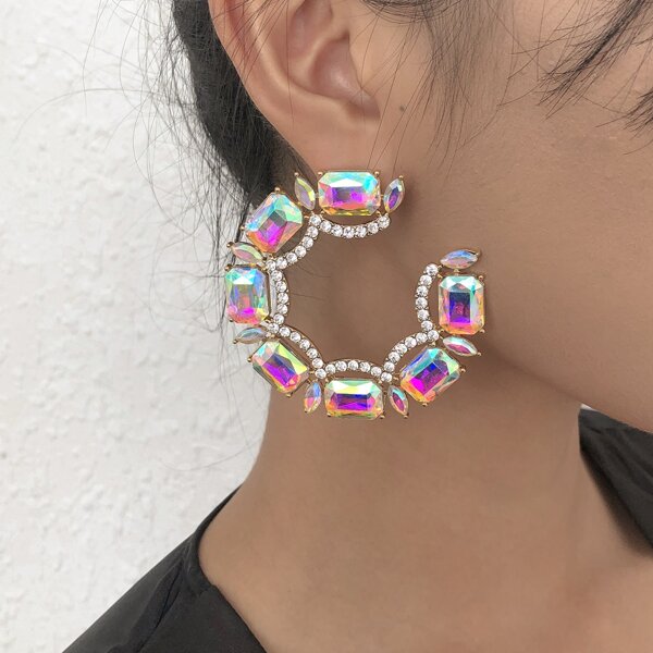 

Rhinestone Decor Stud Earrings, White