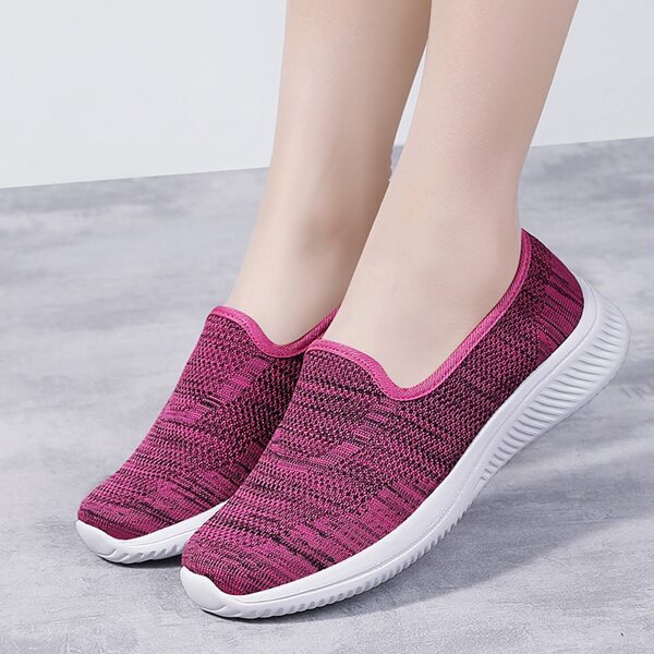 

Knit Detail Slip On Shoes, Pink