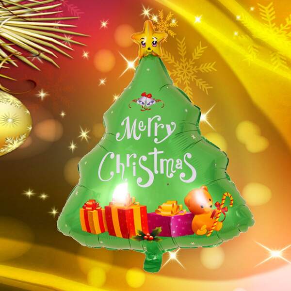 

1pc Christmas Tree Shaped Decorative Balloon, Green