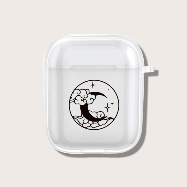 

Чехол для Airpods с узором облака & луны, Прозрачный