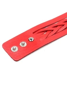 時尚流行男士PU簡約素色手鍊，適合珠寶禮物和時尚外觀 - 紅色 - 查看 3