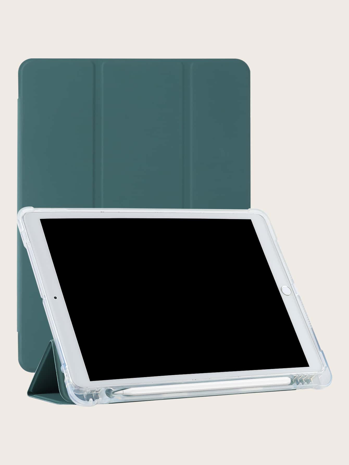 iPad 笔架防震保护套，内置铅笔槽，TPU 软壳，简约/休闲/iPad 对开式保护套，兼容 iPad Mini 4/5/6、9.7、10.2、10.5、10.9、10 代、11 英寸 (M2)-2024、13 英寸 (M2)-2024、13 英寸 (M4)-2024、11 英寸 (M4)-2024 Apple 型号