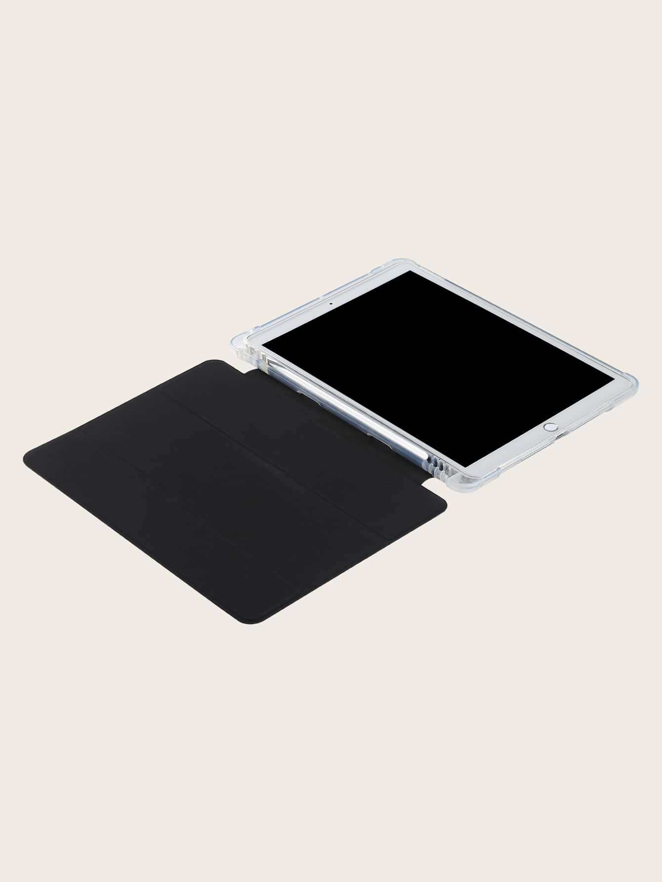 IPad Pencil Slot Shockproof Protective Case, Built-In Pencil Slot, TPU Soft Shell, Minimalist/Casual/IPad Flip Folio Case, Compatible With IPad Mini4/5/Mini6/Mini7/9.7/10.2/10.5/10.9/10th Gen/11-Inch/12.9-Inch/Air 11-Inch (M2) 2024/Air 13-Inch (M2) 2024/Pro 13-Inch (M4) 2024/Pro 11-Inch (M4) 2024/IPad Air 13 (M3 2025)/IPad Air 11-Inch (M3) 2025/IPad (A16) 11 Inch 11th Generation 2023, Matte TPU Soft Shell, Pencil Slot On Left Side - Black - View 4