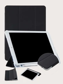 iPad 铅笔槽防震保护套，内置铅笔槽，TPU 软壳，极简主义/休闲/iPad 翻盖保护套，兼容 iPad Mini4/5/Mini6/Mini7/9.7/10.2/10.5/10.9/10 代/11 英寸/12.9 英寸/Air 11 英寸 (M2) 2024/Air 13 英寸 (M2) 2024/Pro 13 英寸 (M4) 2024/Pro 11 英寸 (M4) 2024/iPad Air 13 (M3 2025)/iPad Air 11 英寸 (M3) 2025/iPad (A16) 11 英寸第 11 代 2023，磨砂 TPU 软壳，左侧有铅笔槽