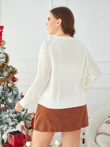 SHEIN Cárdigan de punto de malla de manga raglán