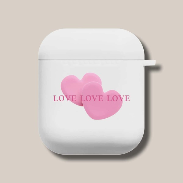 

Heart & Letter Graphic Case For Airpods, White
