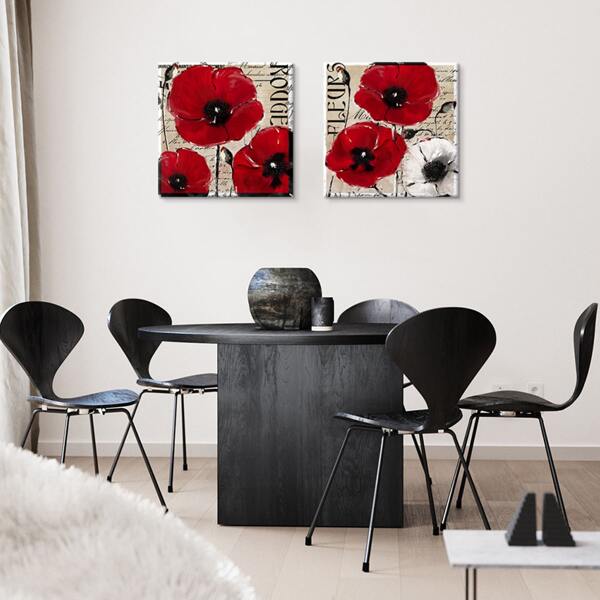 

2pcs Flower Print Unframed Painting, Multicolor