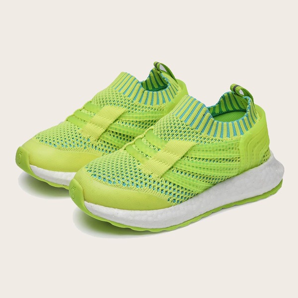

Boys Knit Detail Breathable Slip On Shoes, Green