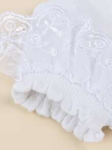 5pairs Toddler Girls Vớ cắt ren - trắng - Xem 3