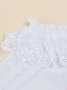 5pairs Toddler Girls Vớ cắt ren - trắng - Xem 5